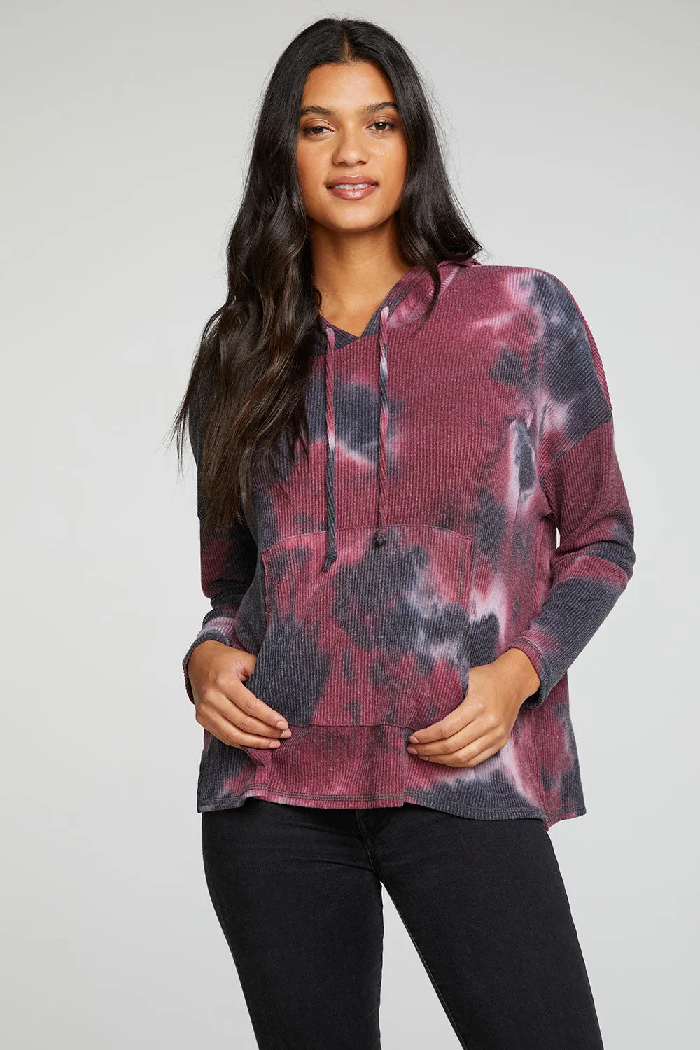 Recycled Love Rib Long Sleeve Drop Shoulder Slit Side Pullover Hoodie sold by Chaser product image thumbnail 4