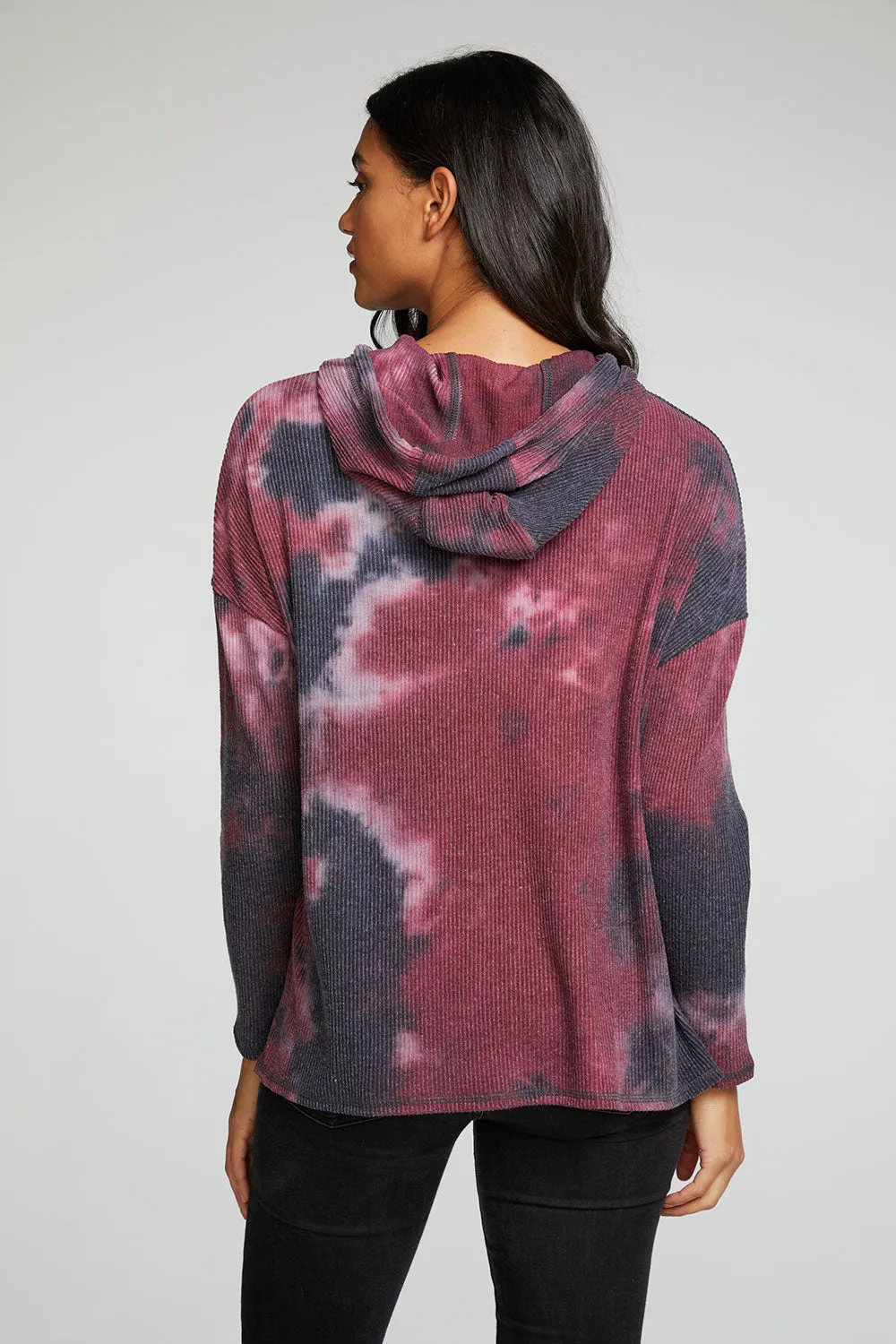 Recycled Love Rib Long Sleeve Drop Shoulder Slit Side Pullover Hoodie sold by Chaser product image thumbnail 3