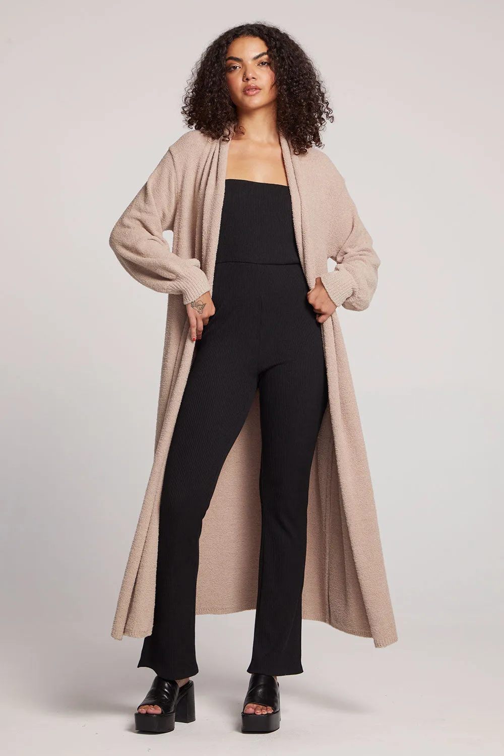 Eveee Toasted Coconut Maxi Cardigan sold by Chaser