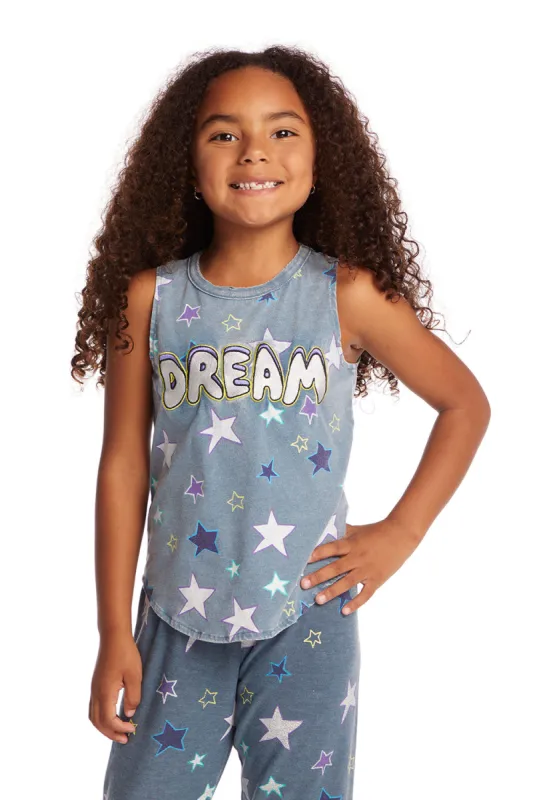 Dream Emb Star Girls Vintage Jersey Shirttail Muscle made by Chaser