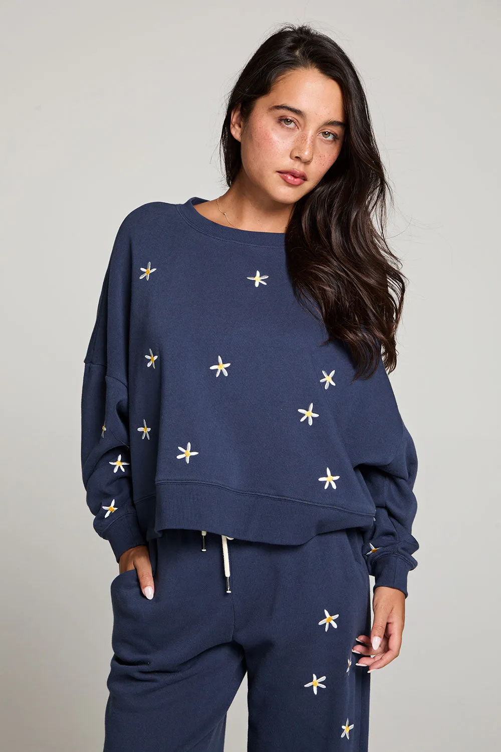 Daisy Embroidery Long Sleeve Pullover sold by Chaser