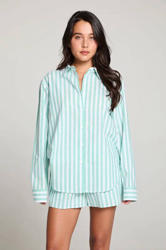 Paso Aloe Stripe Button Up sold by Chaser