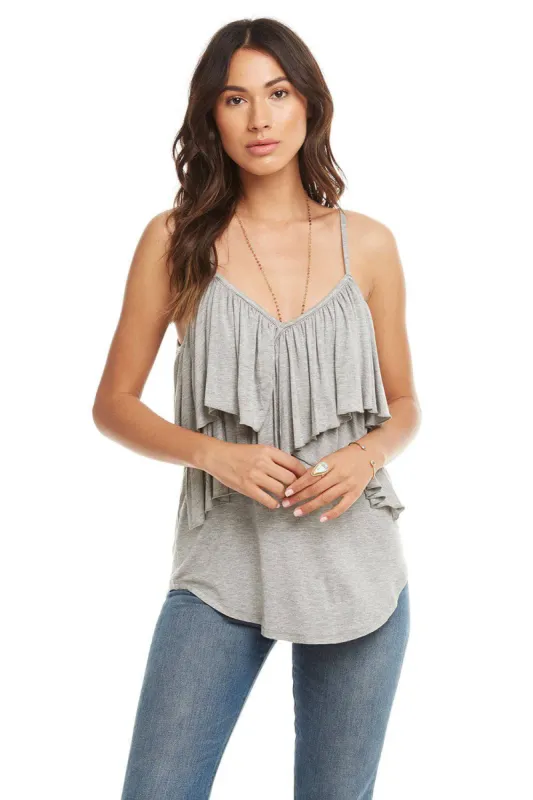 Cool Jersey Crossover Ruffle Shirttail Cami sold by Chaser