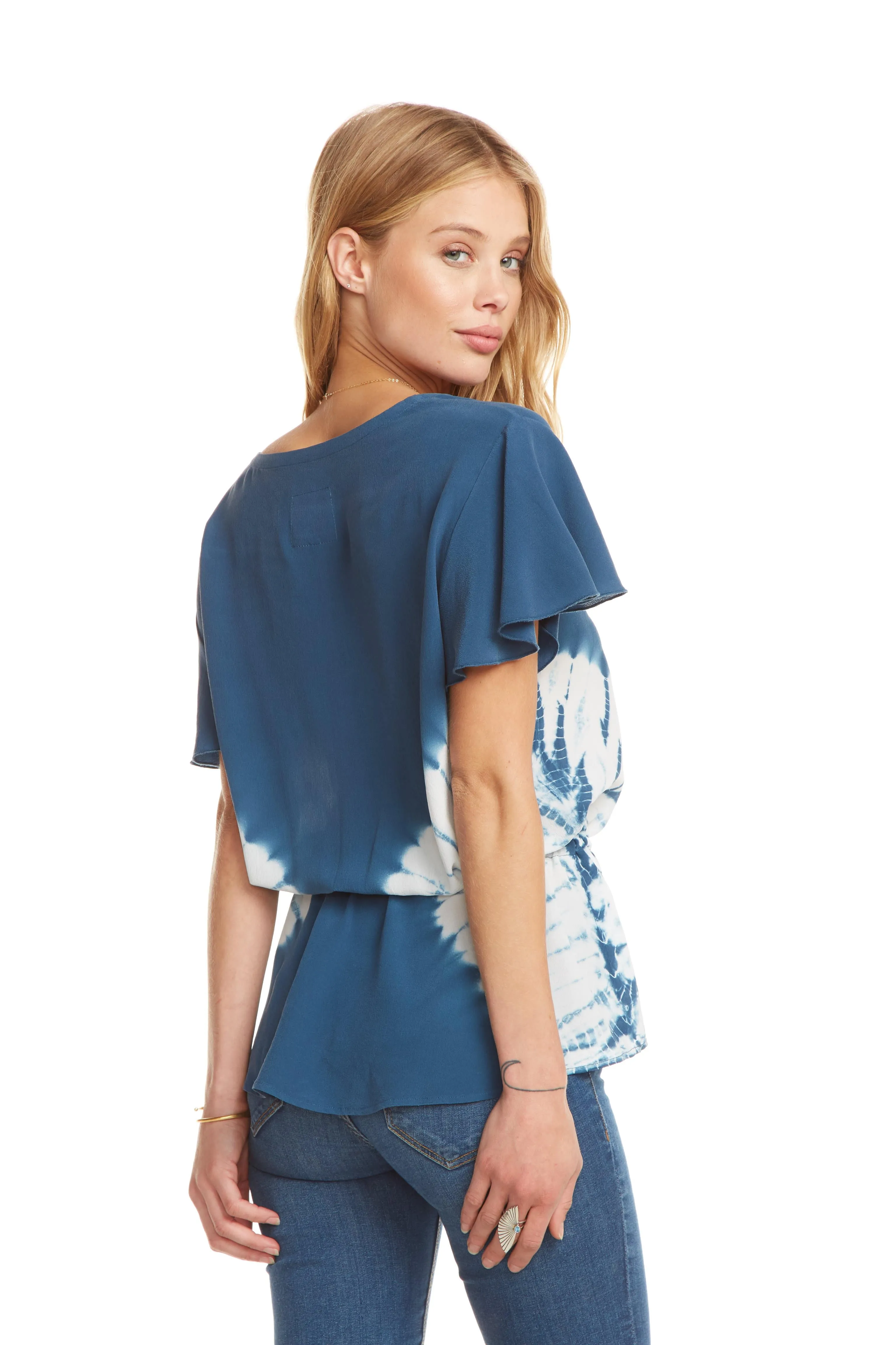 Silk Drawstring Button Down Top sold by Chaser product image thumbnail 3