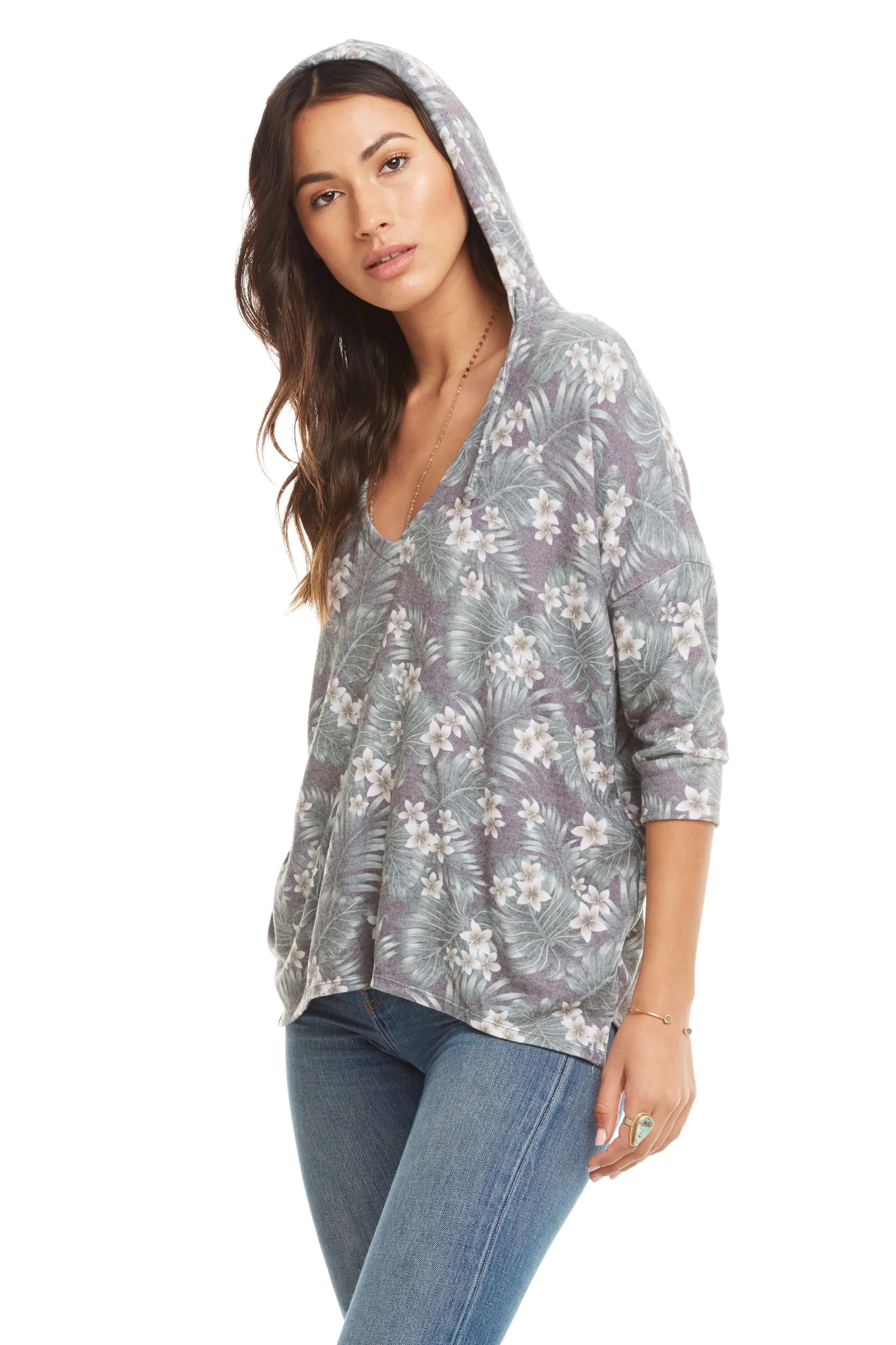 Love Knit Sleepwear 3/4 Sleeve Pullover Hoodie With Side Slits sold by Chaser product image thumbnail 2