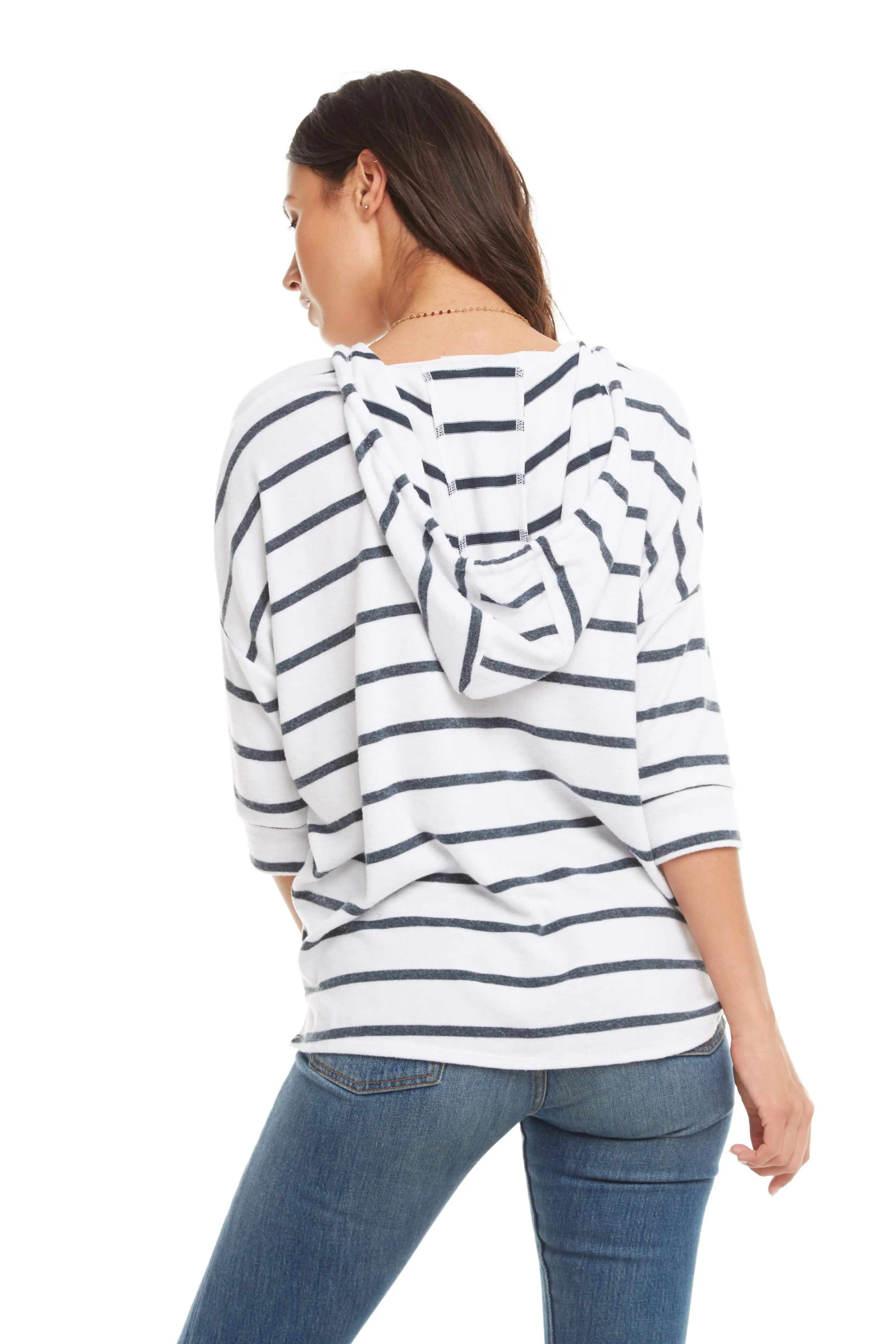 Love Knit 3/4 Sleeve Pullover Stiped Hoodie sold by Chaser product image thumbnail 5