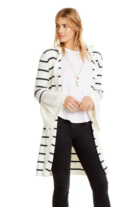 Peplum Long Sleeve Hooded Robe Sweater sold by Chaser