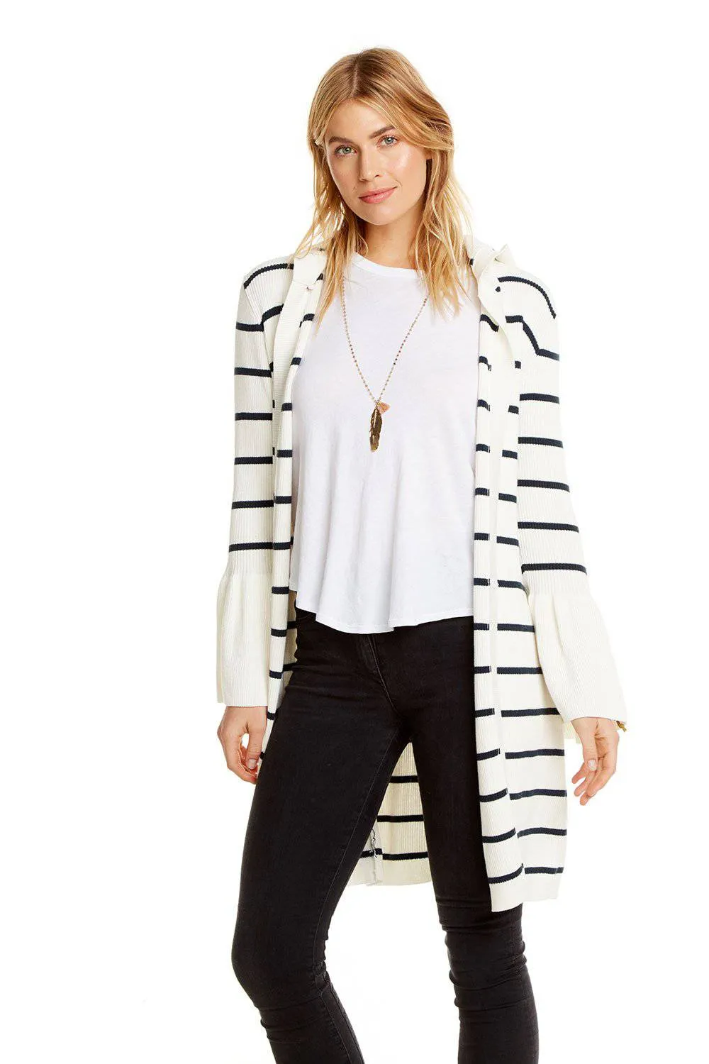 Peplum Long Sleeve Hooded Robe Sweater sold by Chaser product image thumbnail 2