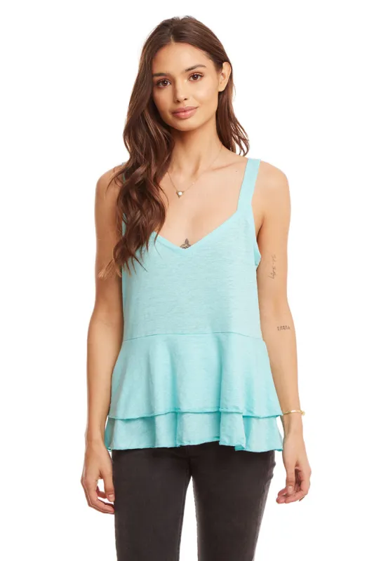 Linen Jersey Tiered Peplum Cami sold by Chaser