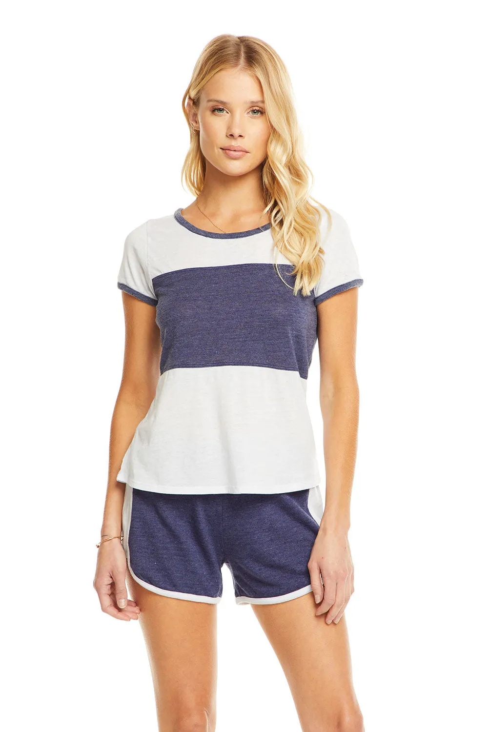 Blocked Jersey Short Sleeve Open Neck Football Tee sold by Chaser