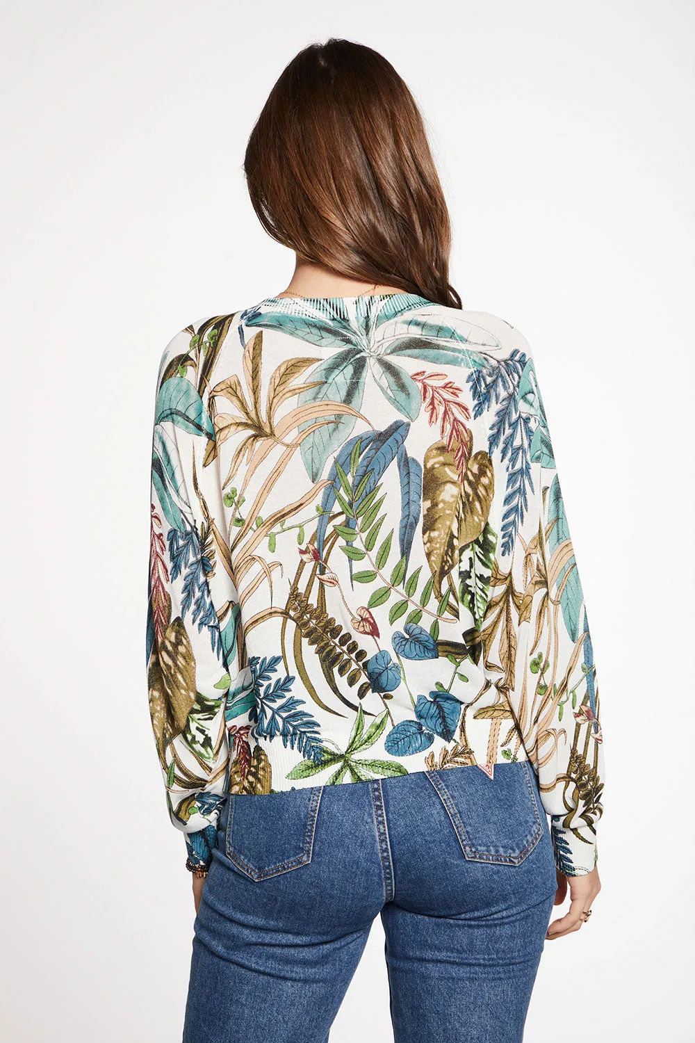 Viscose Blend Botanical Print Oversized Long Sleeve Raglan Pullover Sweater sold by Chaser product image thumbnail 2
