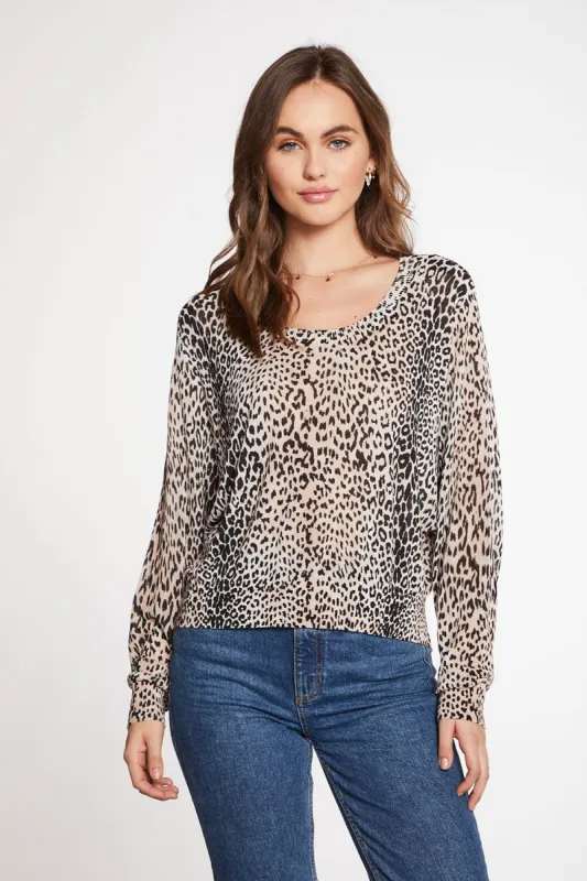 Micro Animal Print Oversized Long Sleeve Sweater sold by Chaser