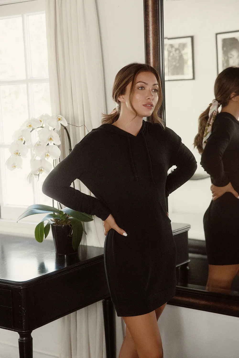 Recycled Bliss Knit Long Sleeve Hooded Dress sold by Chaser product image thumbnail 2