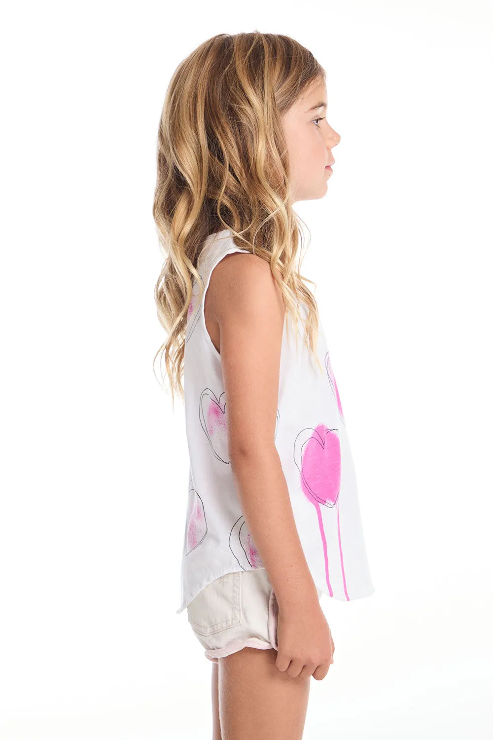 Hand Drawn Hearts Girls Shirttail Muscle Tee sold by Chaser product image thumbnail 2