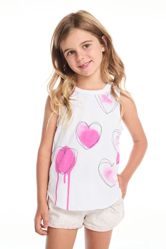 Hand Drawn Hearts Girls Shirttail Muscle Tee sold by Chaser