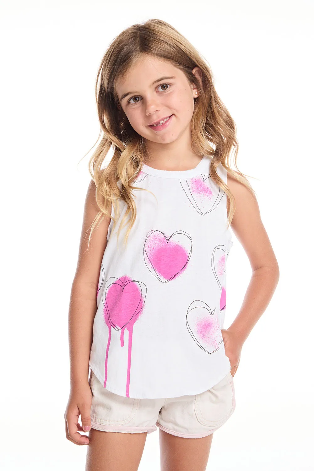 Hand Drawn Hearts Girls Shirttail Muscle Tee sold by Chaser