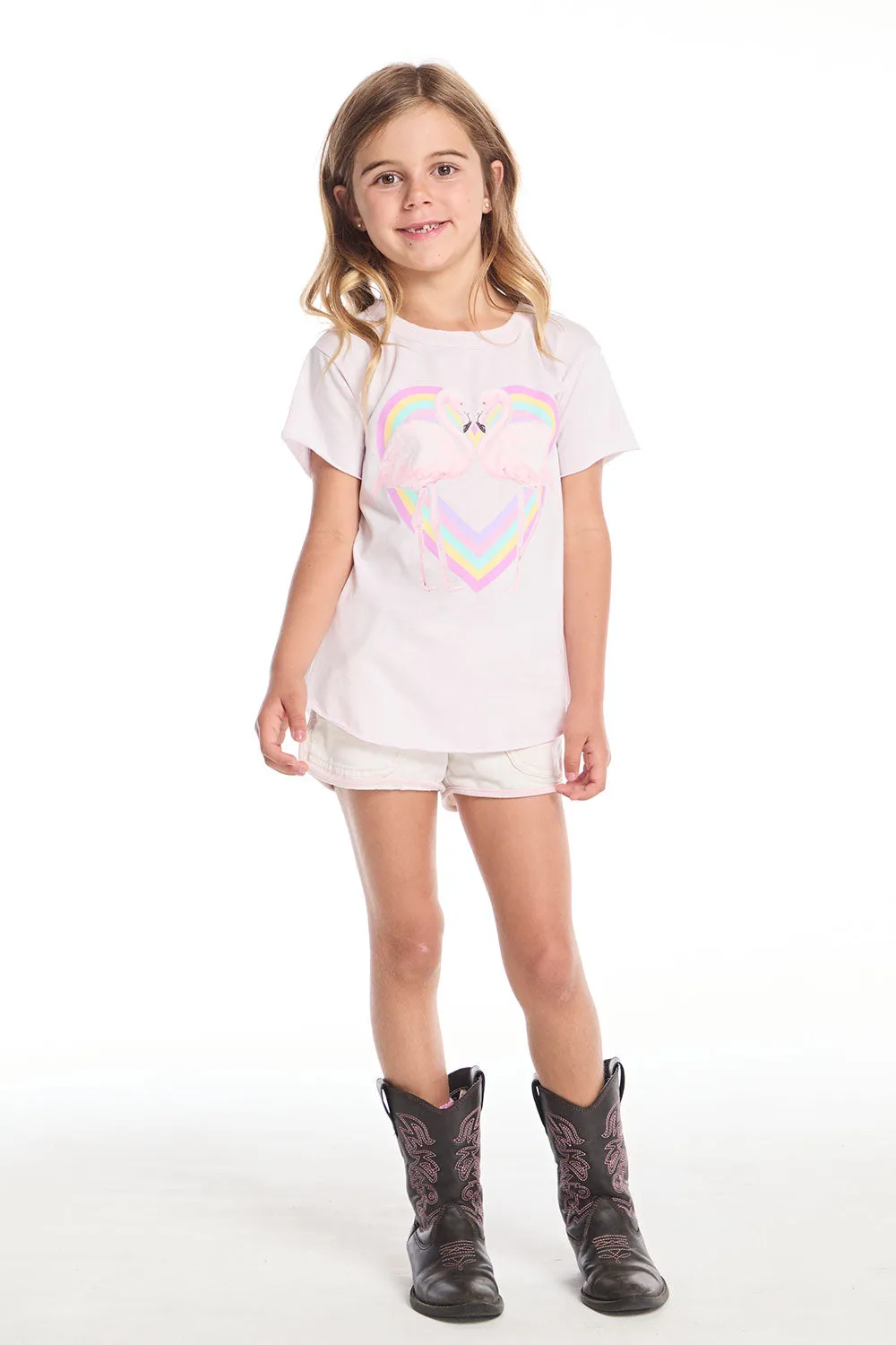 Flamingo Love Girls Shirttail Tee sold by Chaser product image thumbnail 5
