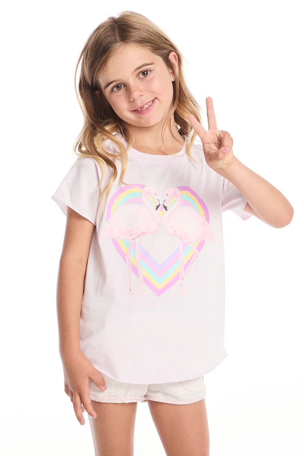 Flamingo Love Girls Shirttail Tee sold by Chaser