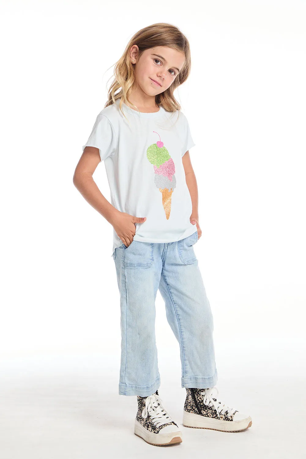 Glitter Ice Cream Cone Girls Shirttail Tee sold by Chaser product image thumbnail 5
