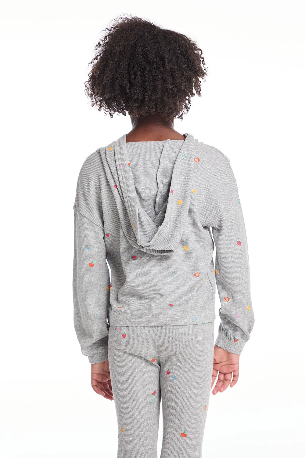 Semi Cropped Shirred Fruity Girls Hoodie Pullover sold by Chaser product image thumbnail 4