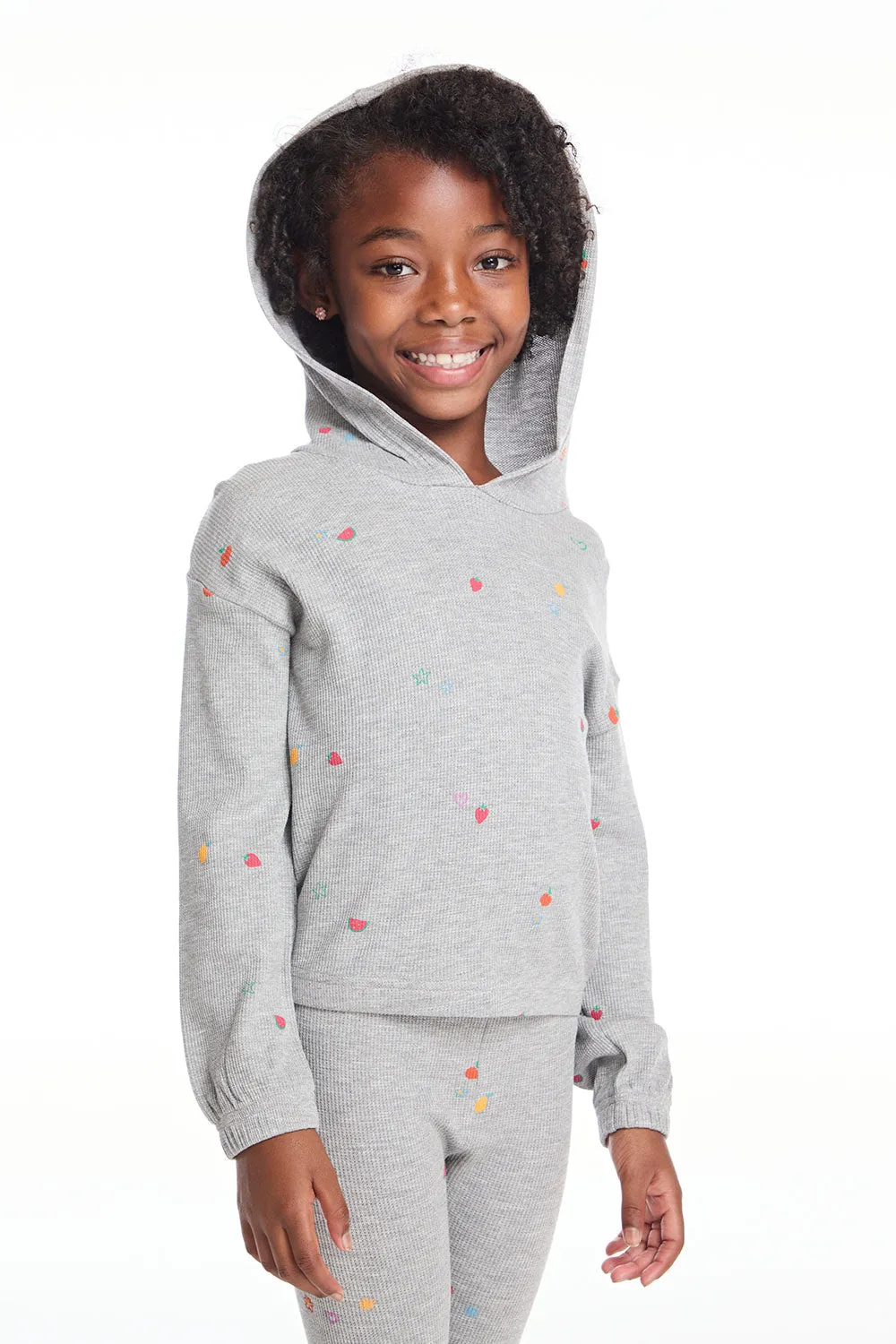 Semi Cropped Shirred Fruity Girls Hoodie Pullover sold by Chaser product image thumbnail 2