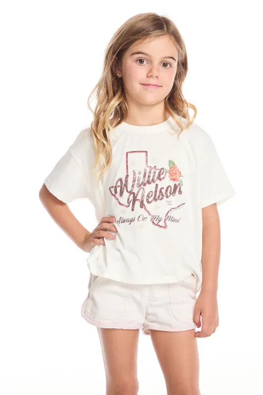 Willie Nelson Rose Of Texas Girls Tee sold by Chaser