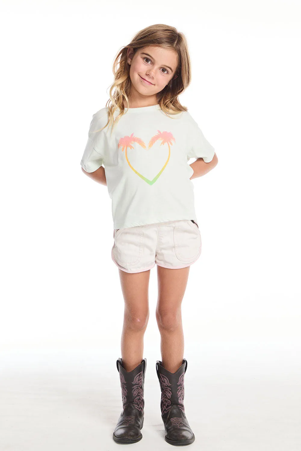 Pink Palms Heart Girls Tee sold by Chaser product image thumbnail 4