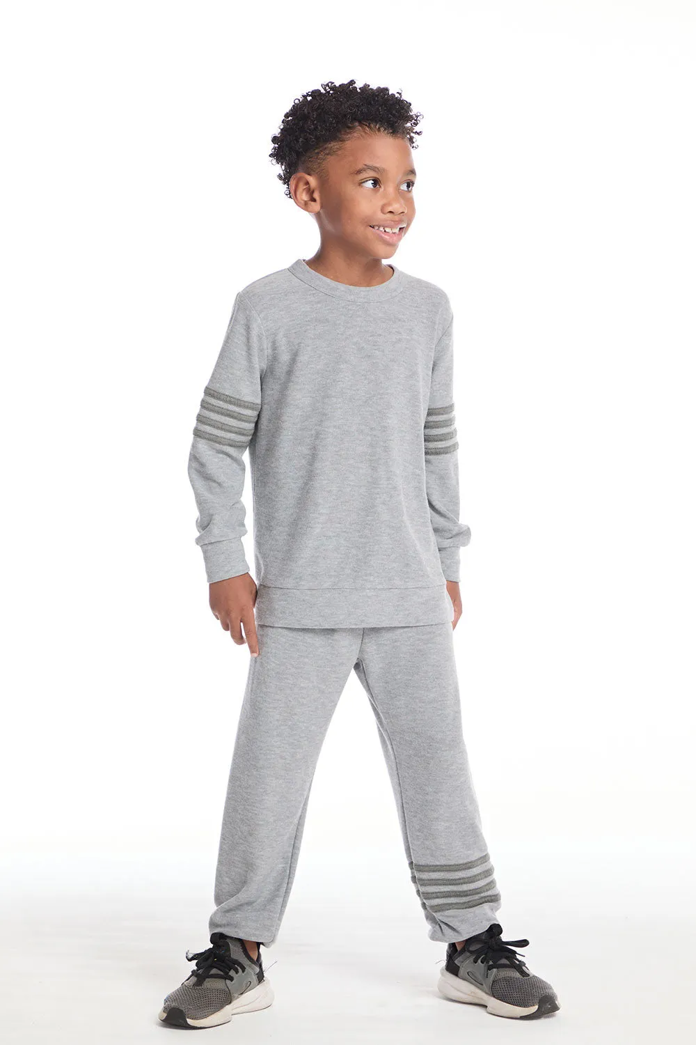 Comfy Heather Grey Boys Long Sleeve Pullover sold by Chaser product image thumbnail 4