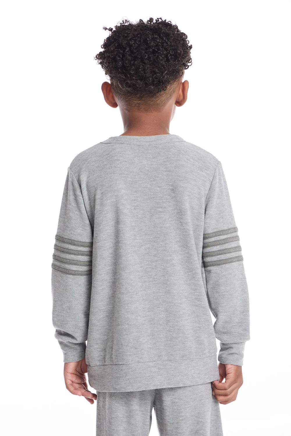 Comfy Heather Grey Boys Long Sleeve Pullover sold by Chaser product image thumbnail 3