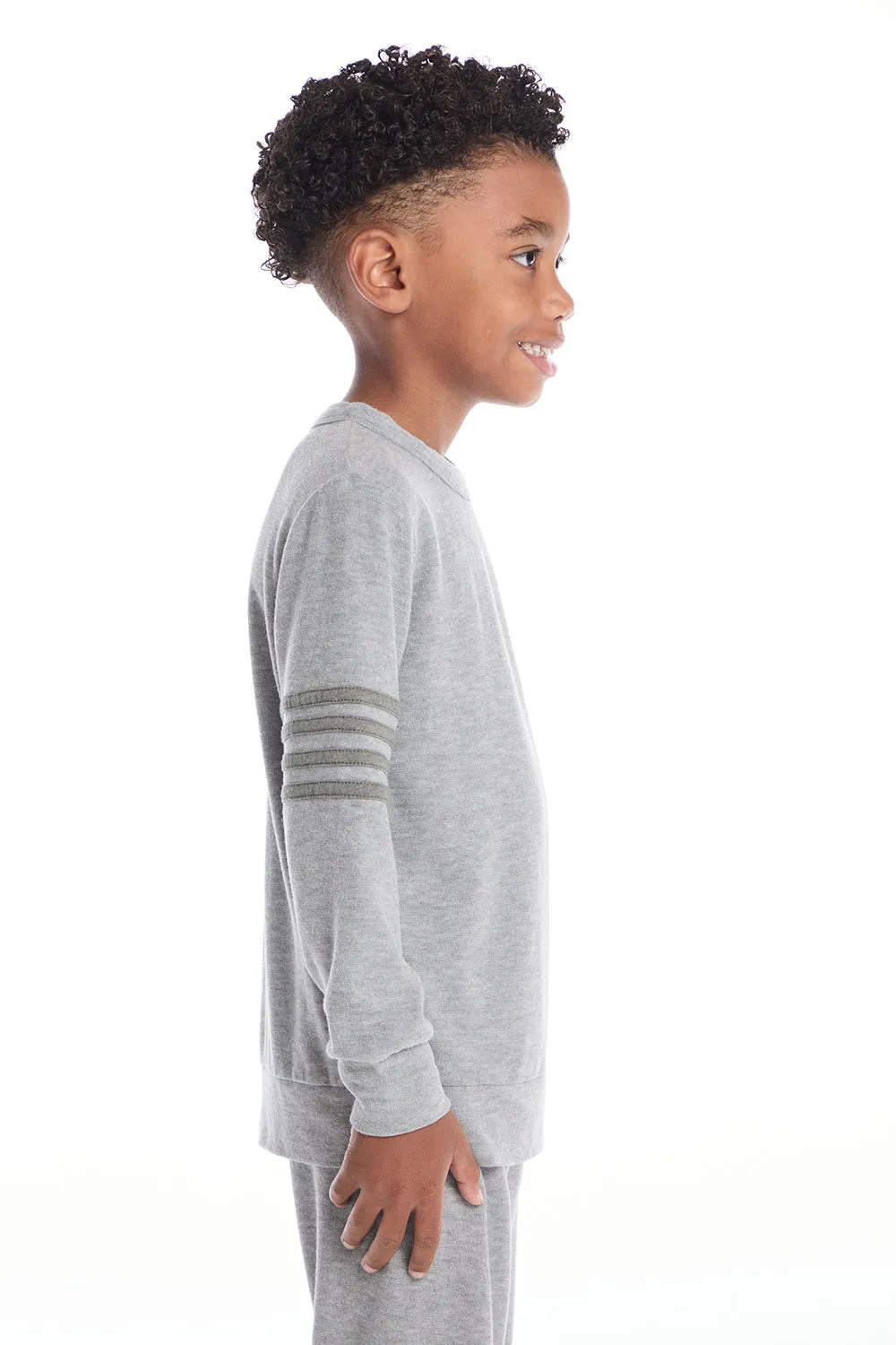 Comfy Heather Grey Boys Long Sleeve Pullover sold by Chaser product image thumbnail 2