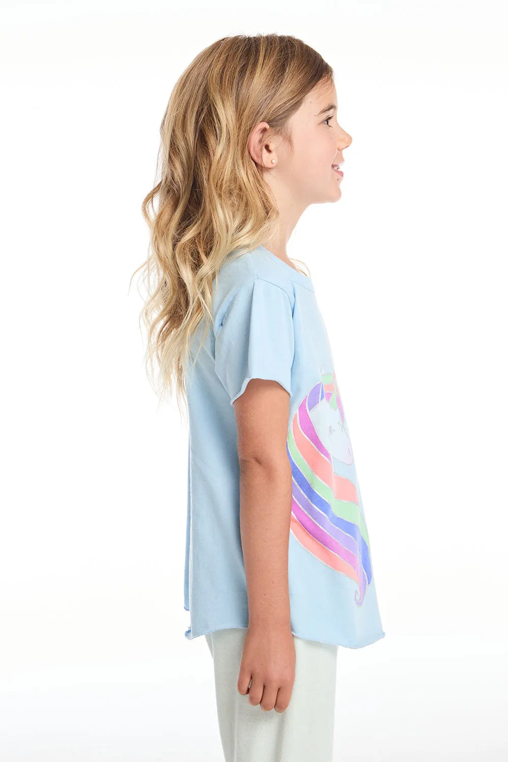 Reflected Rainbow Unicorns Girls Shirttail Tee sold by Chaser product image thumbnail 2