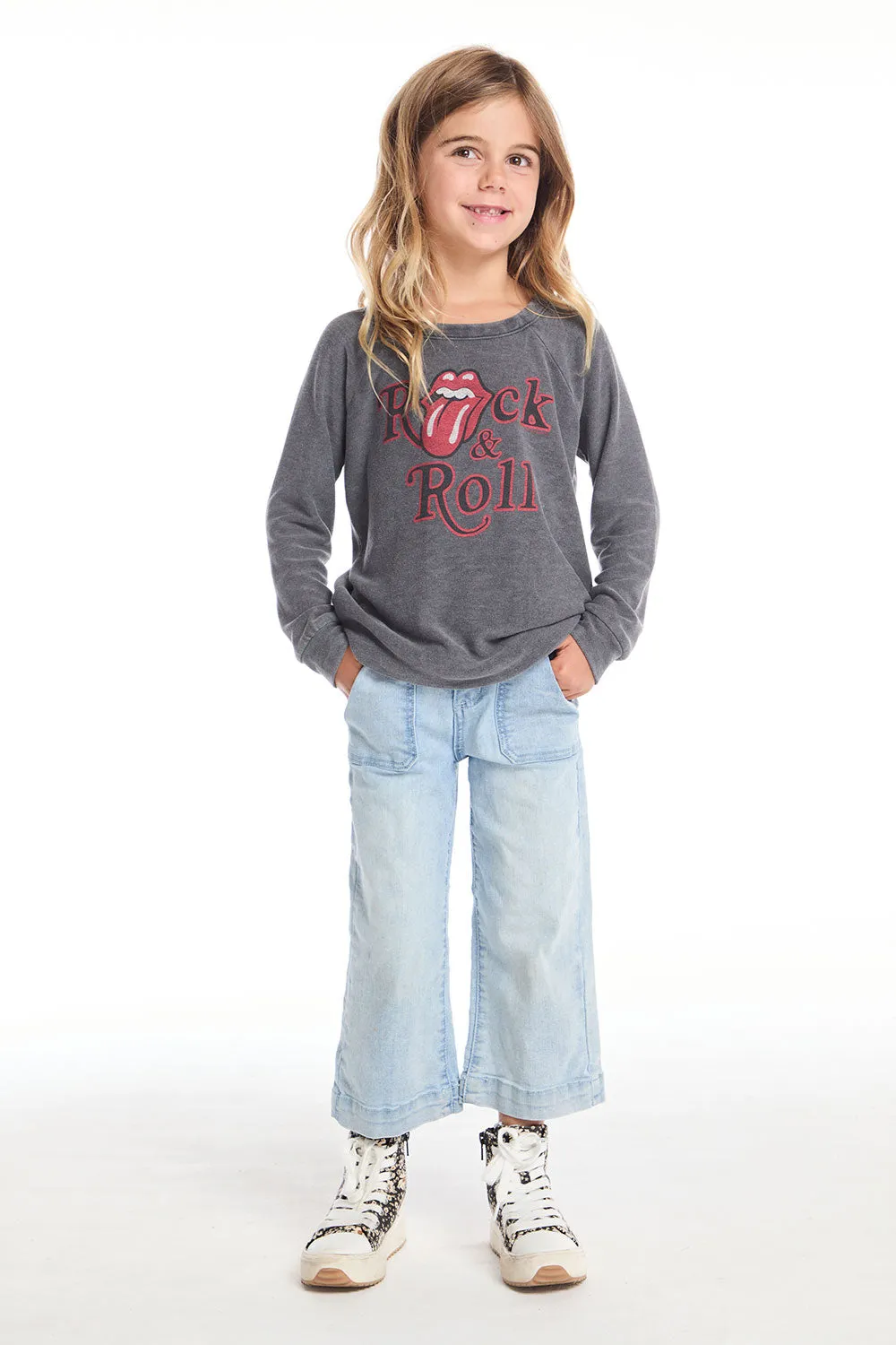 Rolling Stones Rock & Roll Logo Girls Raglan Pullover sold by Chaser product image thumbnail 5