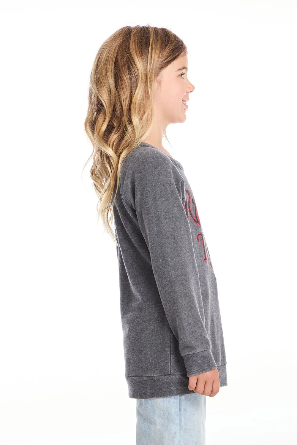 Rolling Stones Rock & Roll Logo Girls Raglan Pullover sold by Chaser product image thumbnail 2