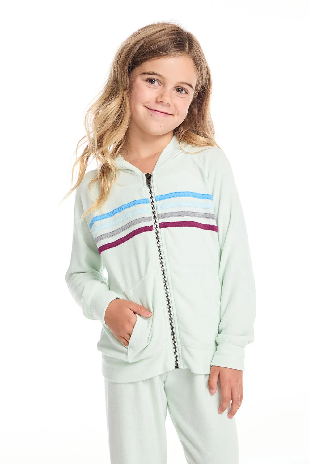 Mint Green Girls Zip Up Hoodie sold by Chaser