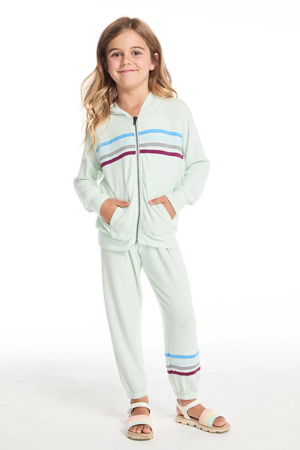 Mint Green Girls Zip Up Hoodie sold by Chaser product image thumbnail 5