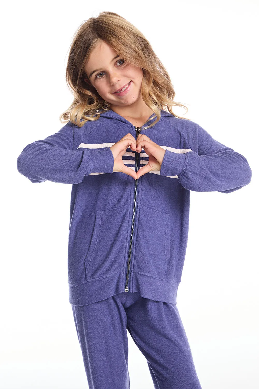 Frost Blue Girls Zip Up Hoodie sold by Chaser product image thumbnail 2