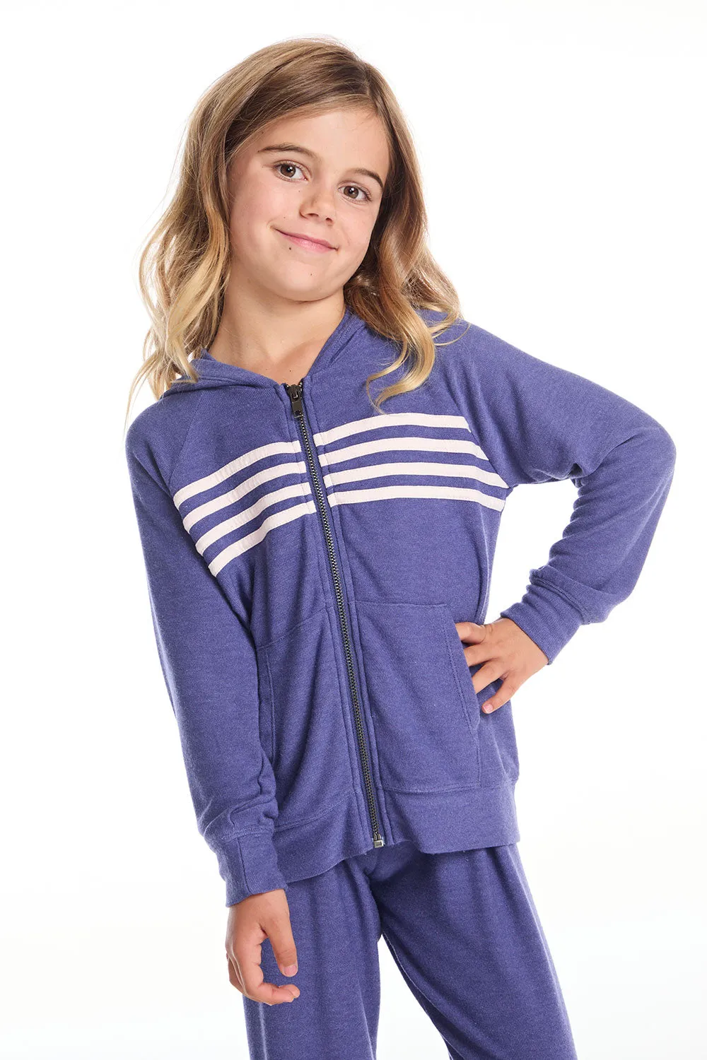 Frost Blue Girls Zip Up Hoodie sold by Chaser product image thumbnail 5