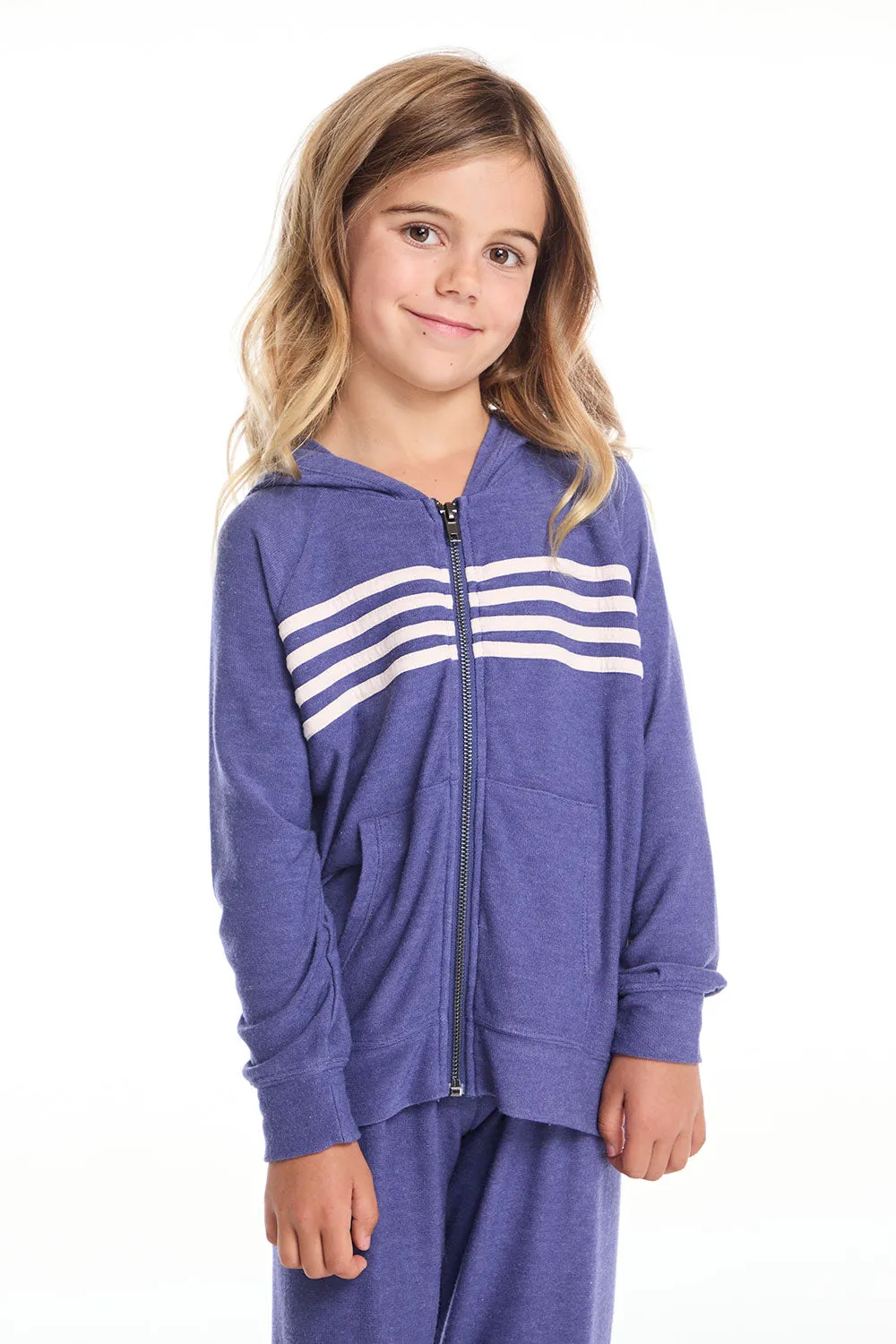 Frost Blue Girls Zip Up Hoodie sold by Chaser
