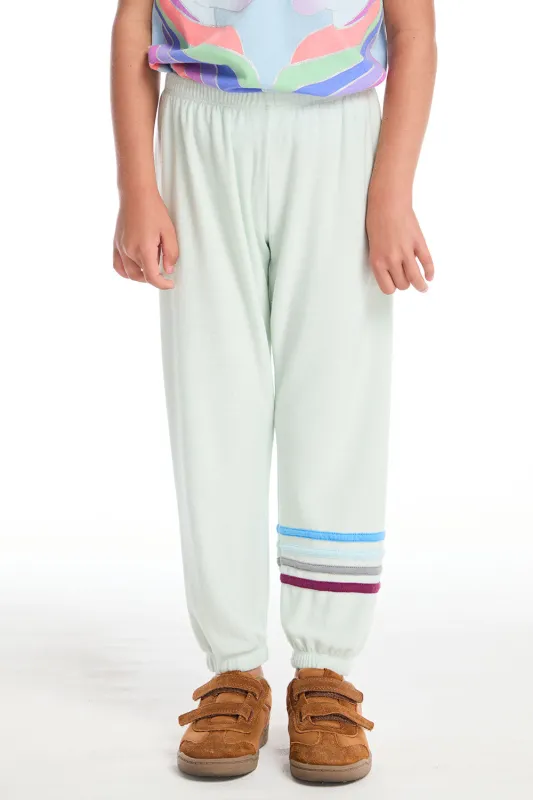 Slim Slouchy Mint Green Girls Pant with Strappings sold by Chaser