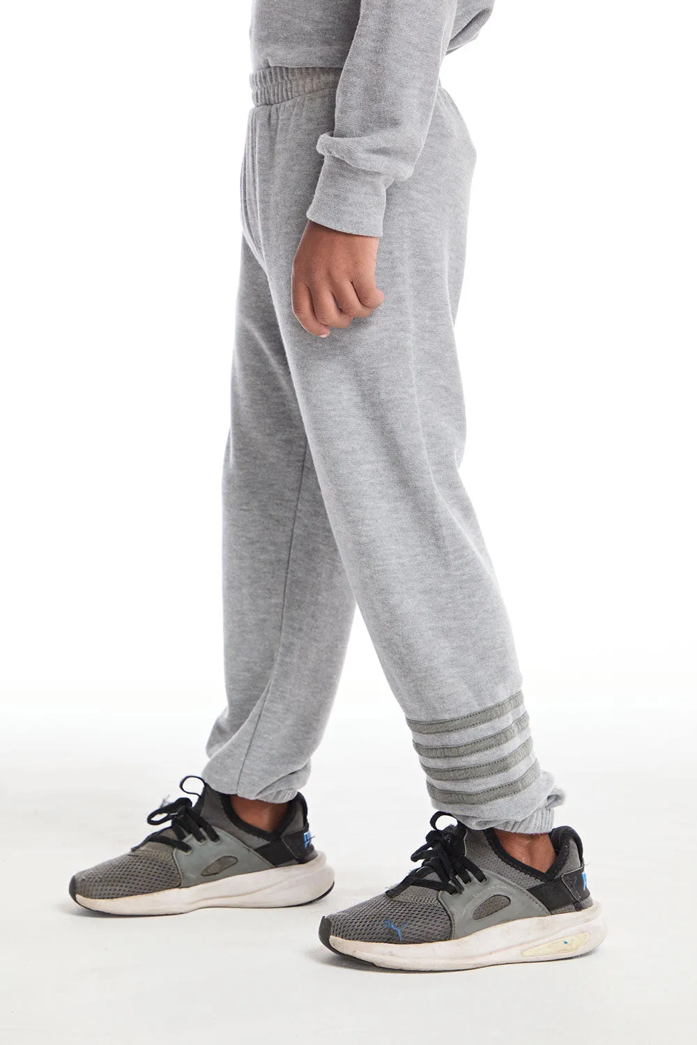 No Side Seam Heather Grey Boys Jogger with Strapping sold by Chaser product image thumbnail 2
