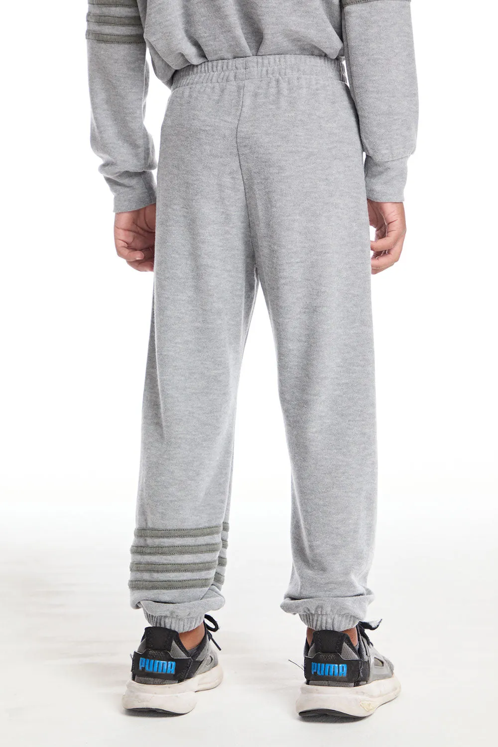 No Side Seam Heather Grey Boys Jogger with Strapping sold by Chaser product image thumbnail 3