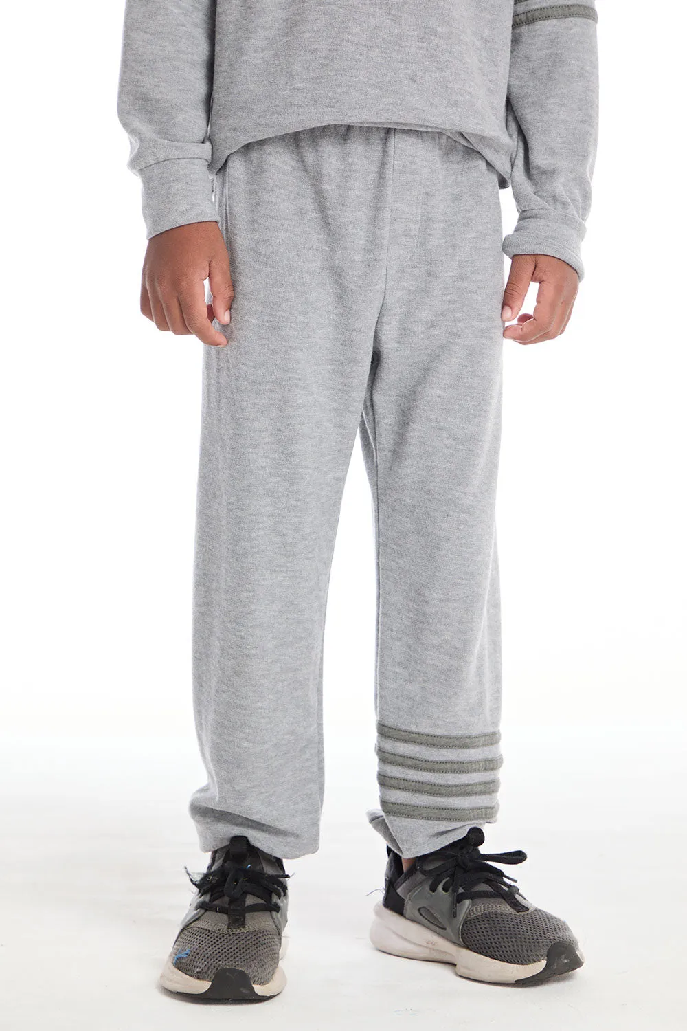 No Side Seam Heather Grey Boys Jogger with Strapping sold by Chaser