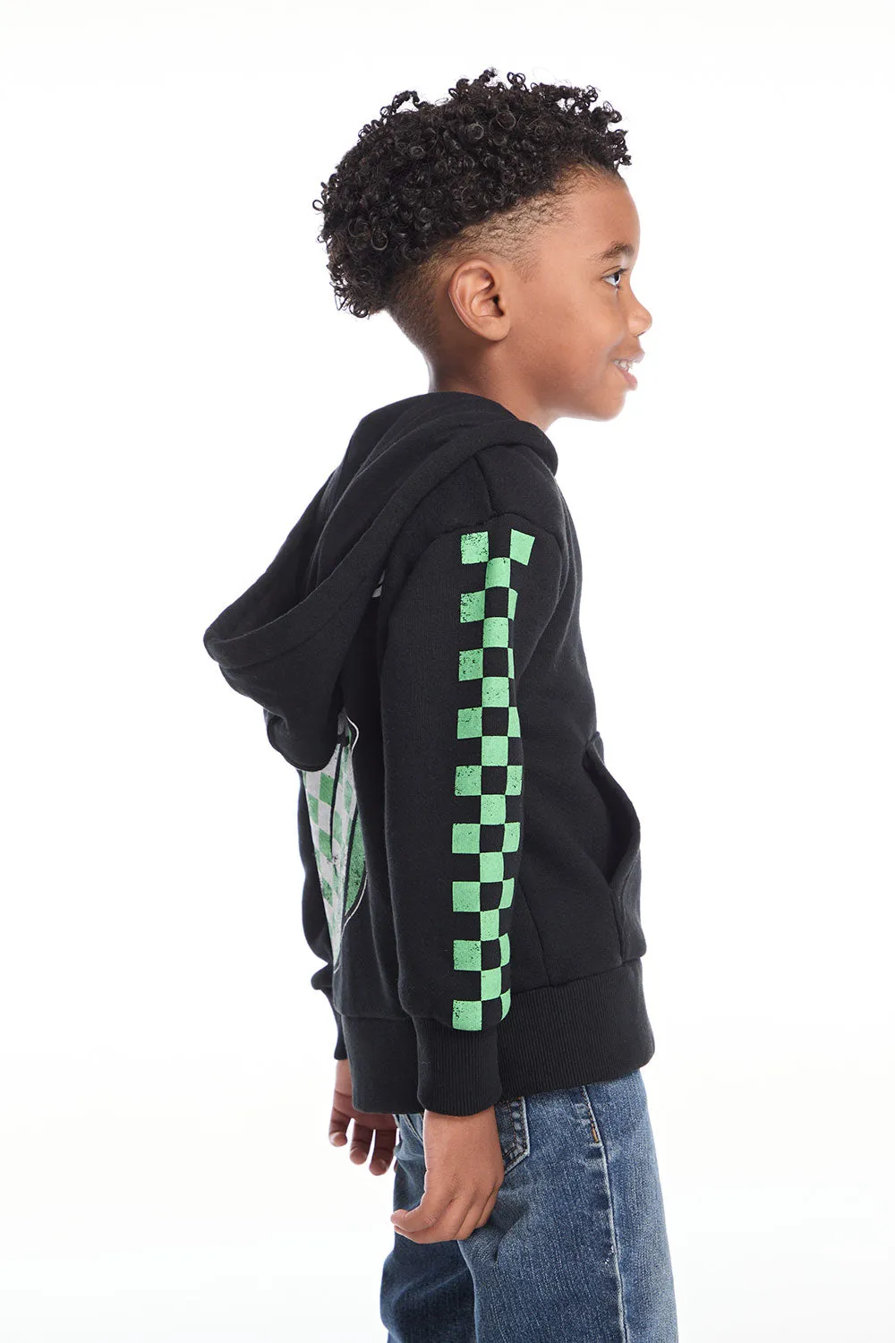 Rolling Stones Checkered Tongue Logo Zip Up Boys Hoodie sold by Chaser product image thumbnail 4