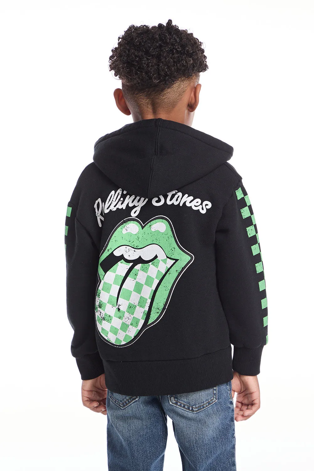 Rolling Stones Checkered Tongue Logo Zip Up Boys Hoodie sold by Chaser product image thumbnail 5
