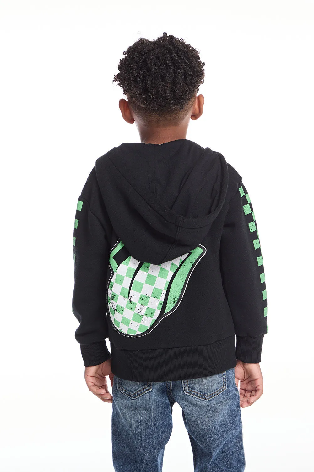 Rolling Stones Checkered Tongue Logo Zip Up Boys Hoodie sold by Chaser product image thumbnail 3