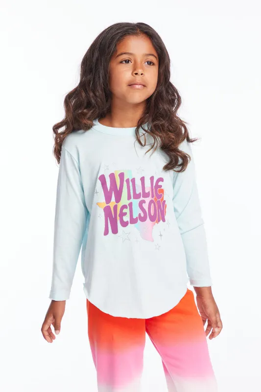 Willie Nelson Texas Star Girls Long Sleeve sold by Chaser