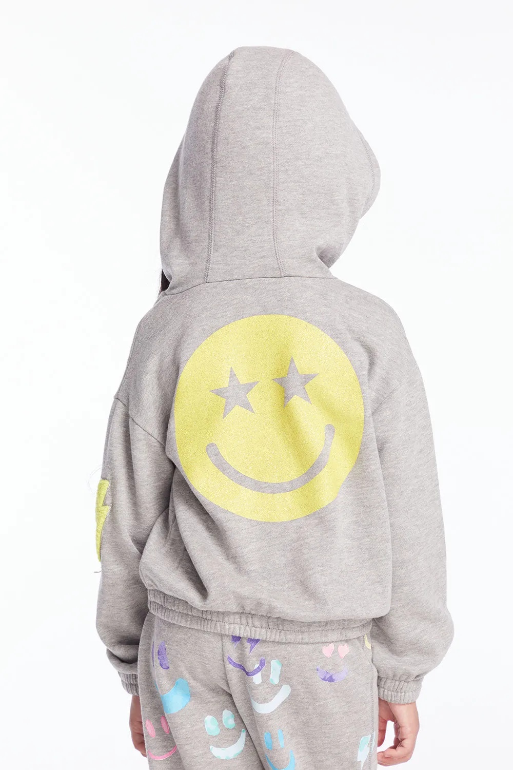Glitter Smiley Girls Pullover Hoodie sold by Chaser product image thumbnail 5