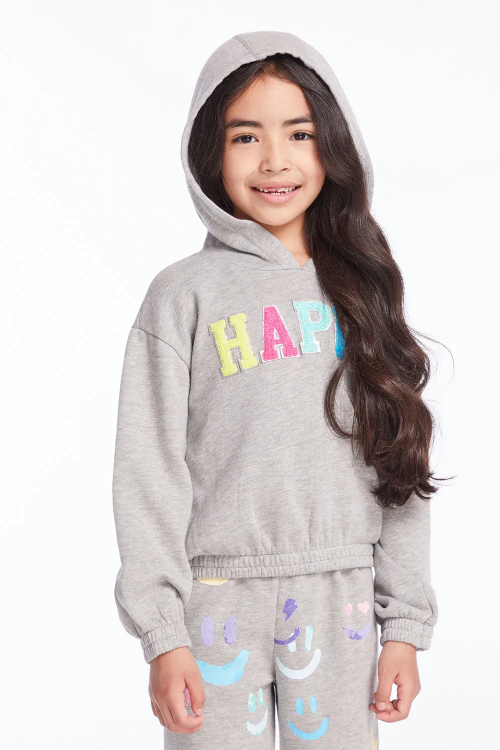 Glitter Smiley Girls Pullover Hoodie sold by Chaser product image thumbnail 2
