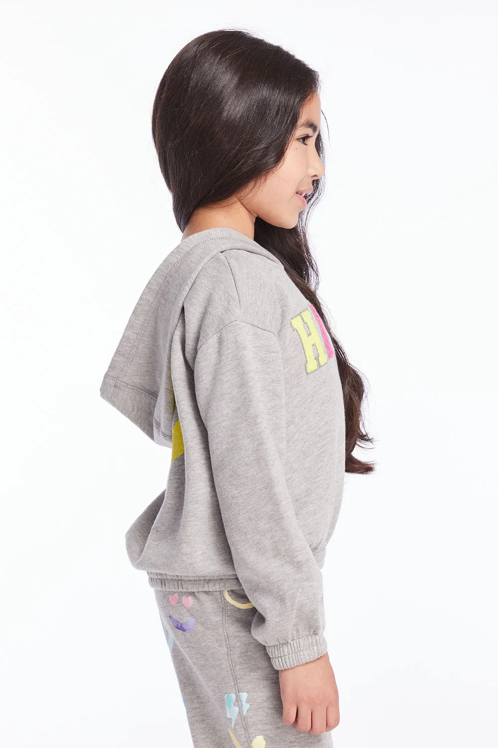 Glitter Smiley Girls Pullover Hoodie sold by Chaser product image thumbnail 3