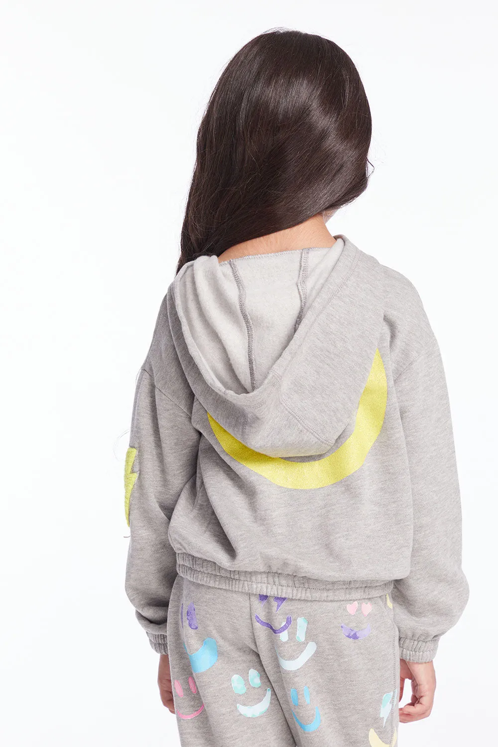 Glitter Smiley Girls Pullover Hoodie sold by Chaser product image thumbnail 4